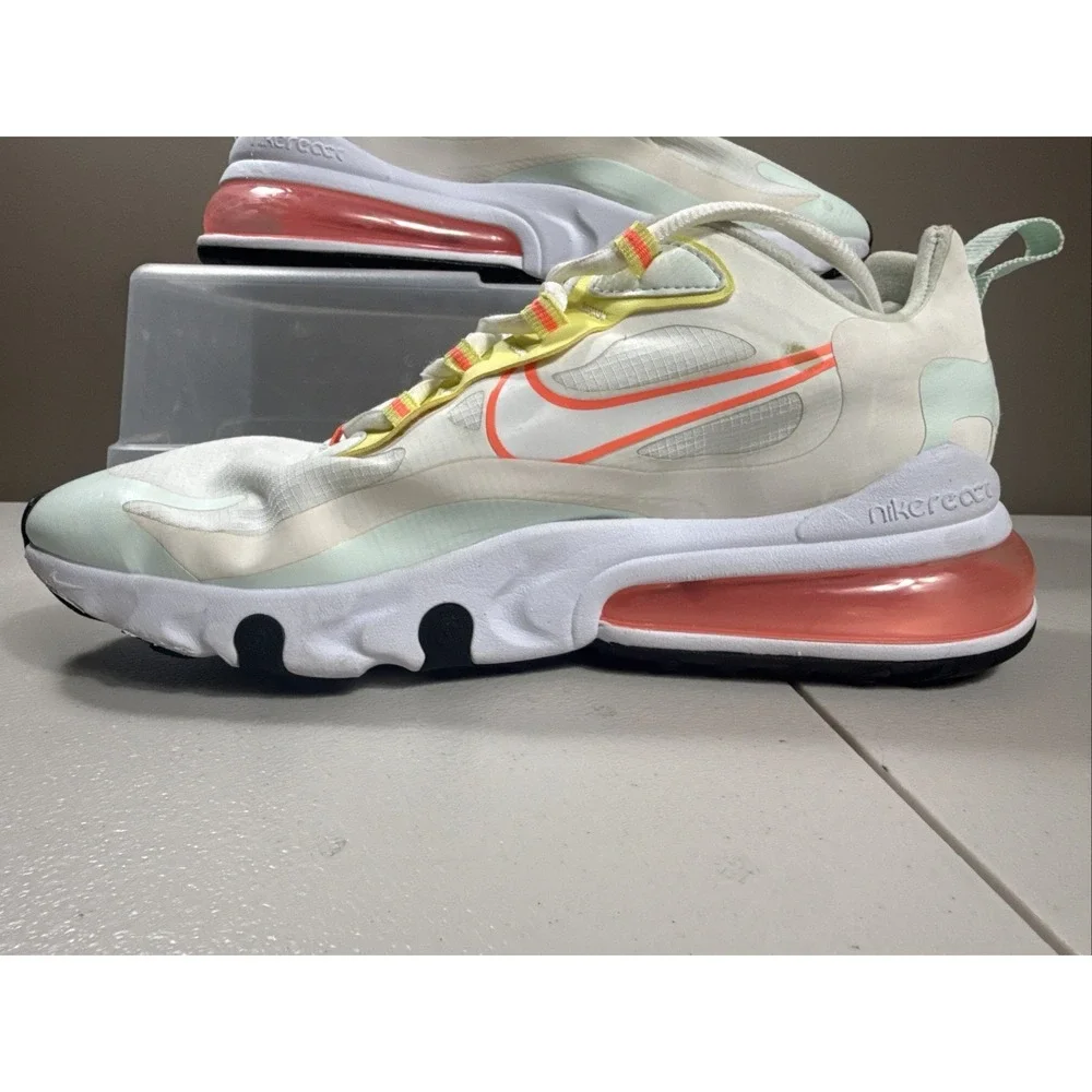 Nike Air Max 270 React Pale Ivory Running Shoes CV8818-102 Women's Size 8 EUC!!!